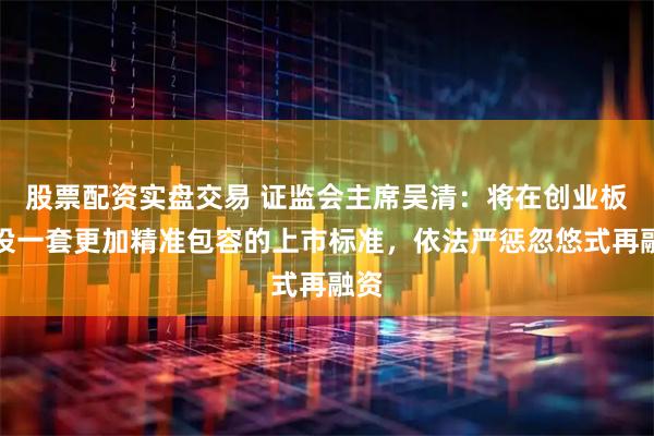 股票配资实盘交易 证监会主席吴清：将在创业板增设一套更加精准包容的上市标准，依法严惩忽悠式再融资